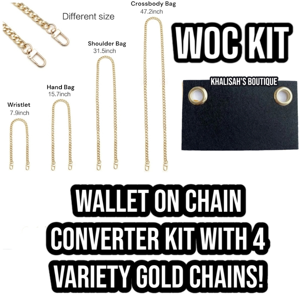 WOC Conversion Kit 3 Variety Gold CHAINS STRAP REPLACEMENT FOR Chanel, YSL, & LV